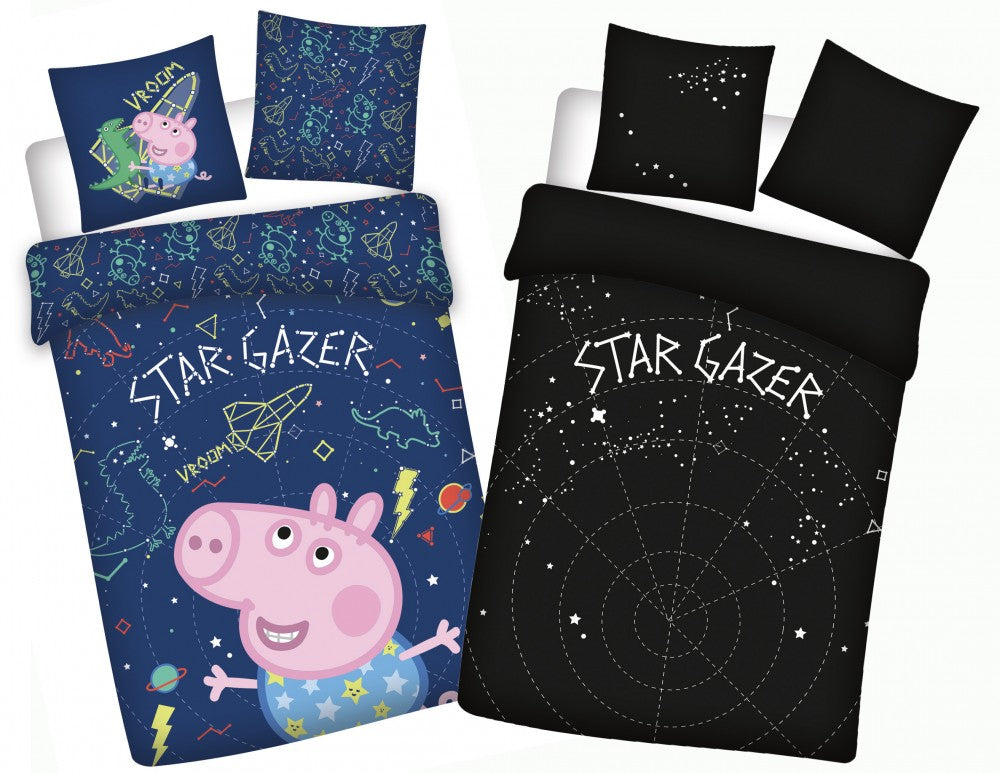 Peppa Pig Star-gazer Prevleka za otroško posteljnino Glow-in-the-dark 100x135cm, 40x60cm