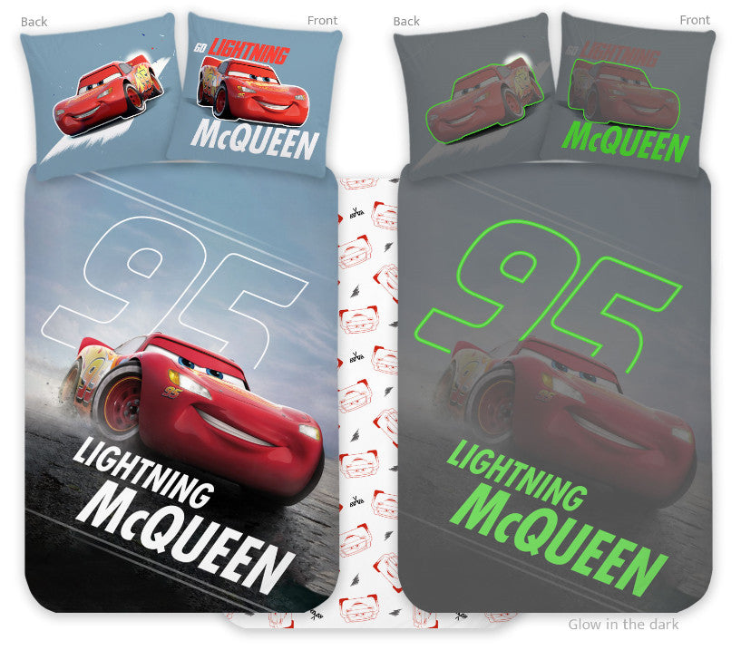 Disney Cars svetleča se otroška posteljnina za vrtec, 100x135cm, 40x60cm