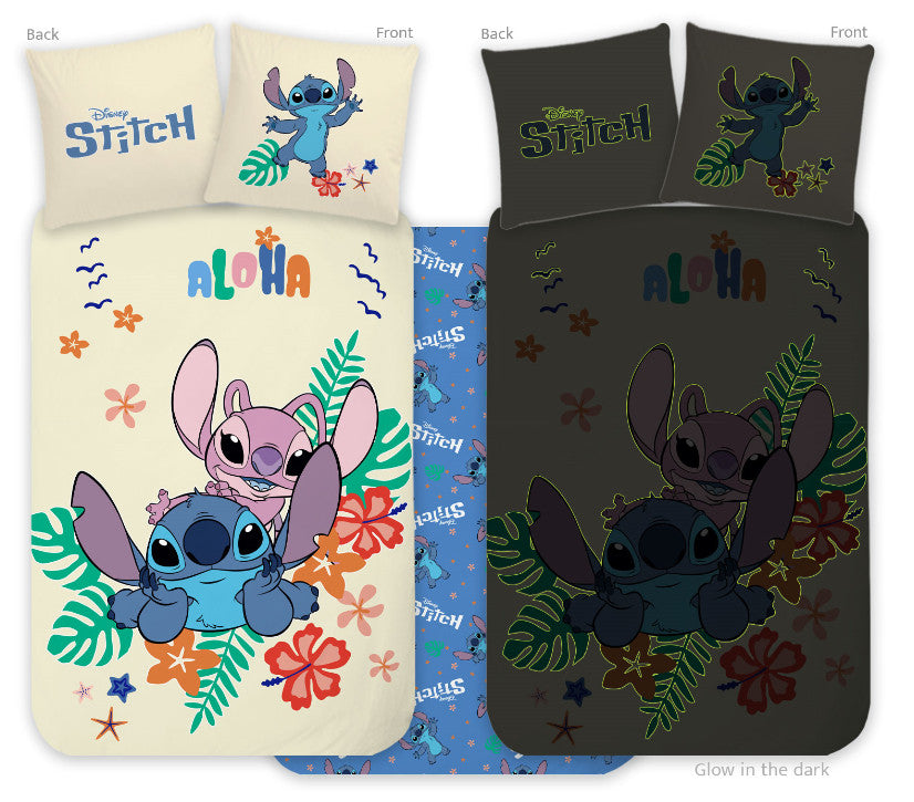 Disney Lilo in Stitch Aloha svetleča se otroška posteljnina 100x135cm, 40x60cm
