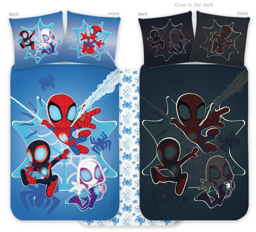 Spiderman Spidey sveti v temi otrok, otroška posteljnina 100x135cm, 40x60cm