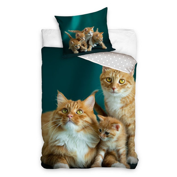 Otroška posteljnina Animals Orange Family Cat