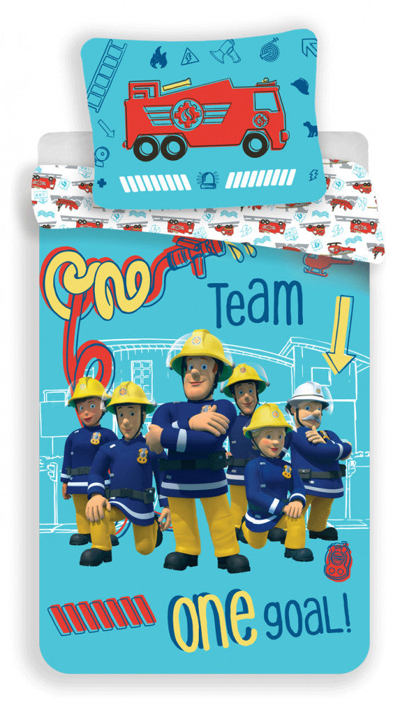 Garnitura posteljnine Fireman Sam Team 140cm—200cm, 70cm—90 cm