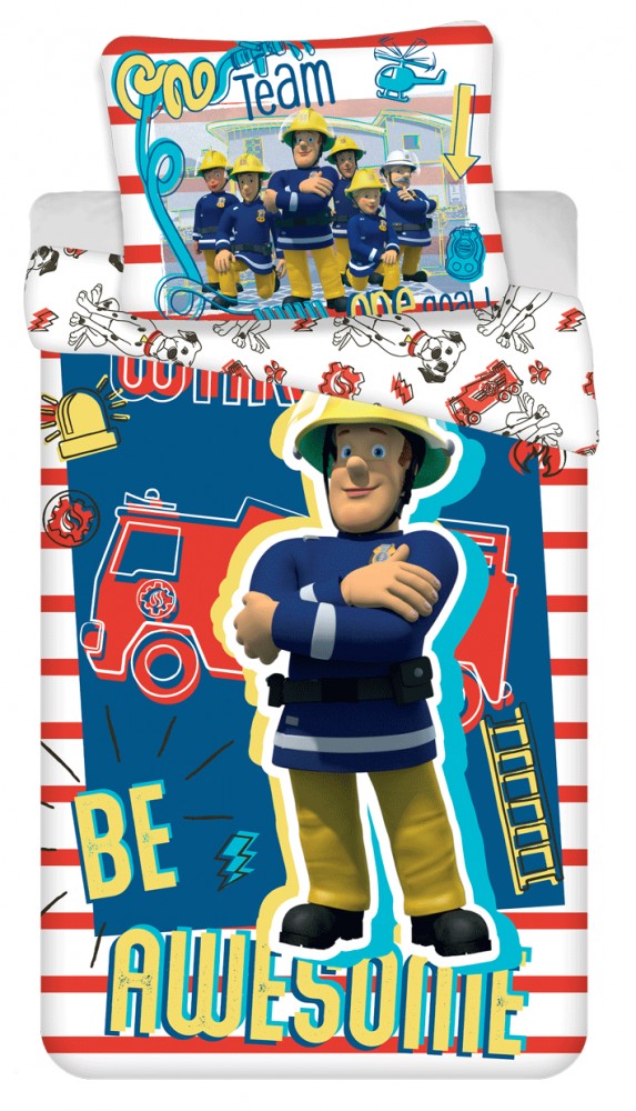 Garnitura posteljnine Fireman Sam Awesome Wake Up 140cm—200cm, 70cm—90 cm