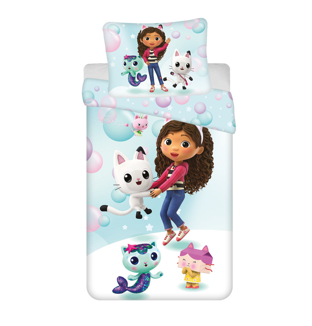 Komplet posteljnine Gabby's Dollhouse Bubbles 140cm—200 cm, 70cm—90 cm mikrovlaken