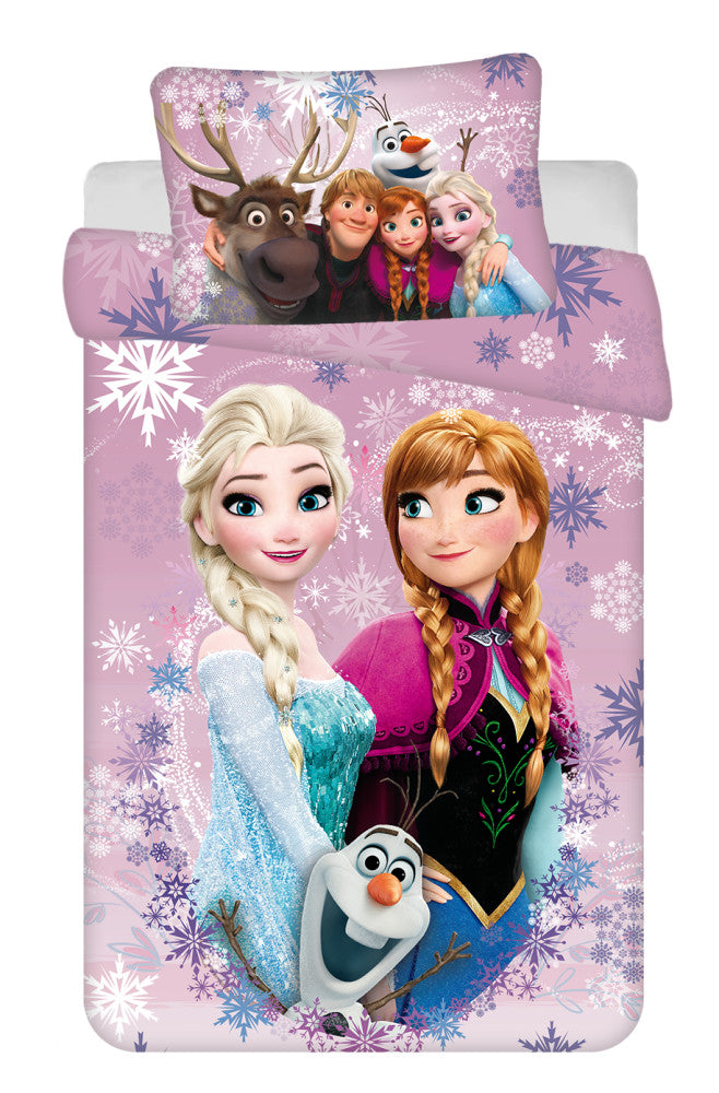 Disney Frozen Pink-vijolična otroška posteljnina 100cm—135 cm, 40cm—60 cm