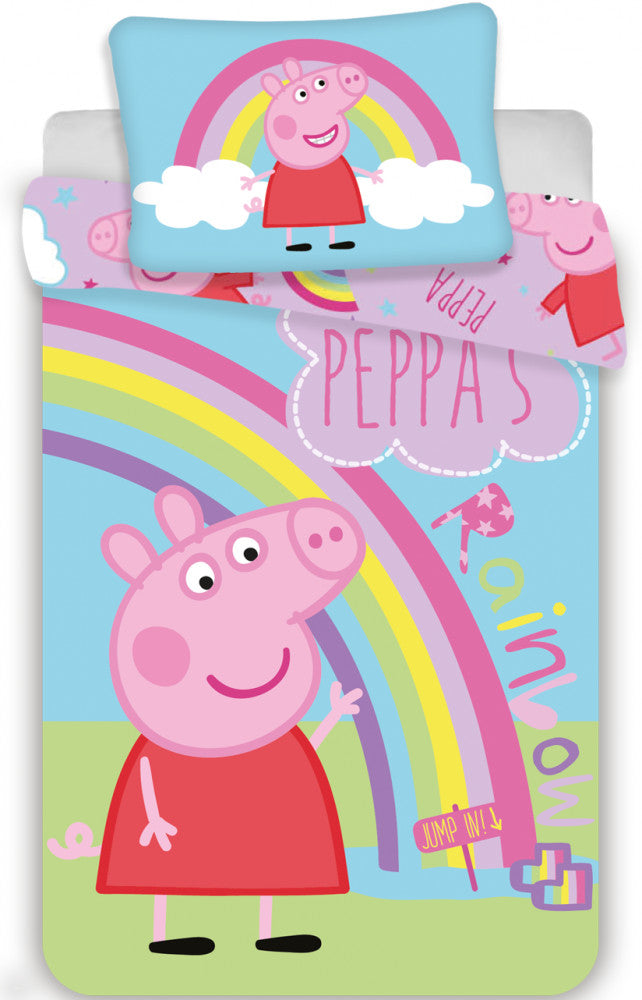 Pujsa Peppa Rainbow Otroška posteljnina 100cm—135cm, 40cm—60 cm