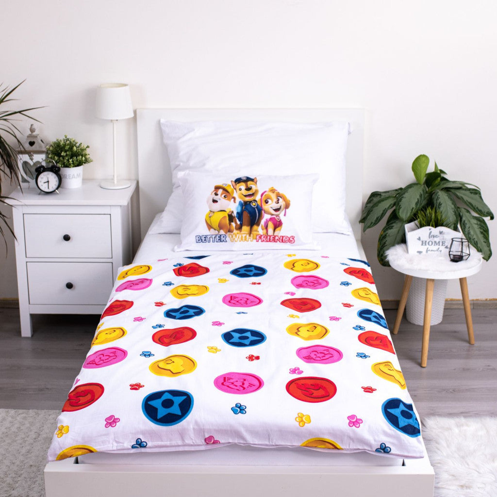 Prevleka za otroško posteljnino Paw Patrol Teamwork 100cm—135cm, 40cm—60 cm
