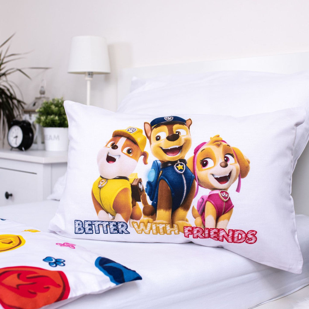 Prevleka za otroško posteljnino Paw Patrol Teamwork 100cm—135cm, 40cm—60 cm