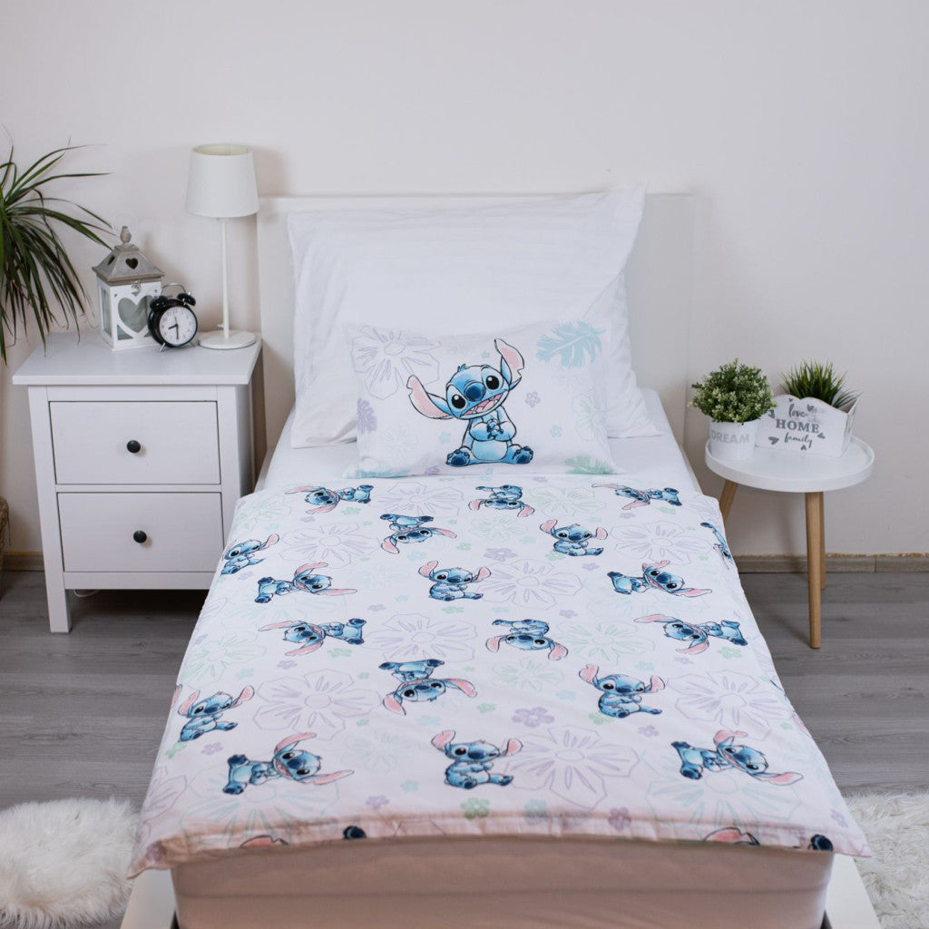 Disney Lilo and Stitch Ohana White Komplet otroške posteljnine 100cm—135 cm, 40cm—60 cm