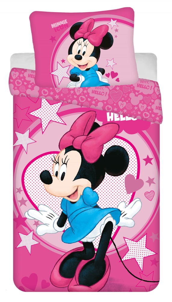 Disney Minnie Hello posteljnina 140x200cm, 70x90 cm mikrovlaken